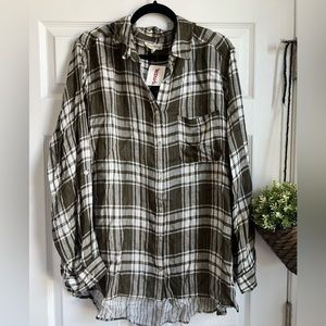 Jane and Delancey Green Plaid Button Down Shirt size 3X